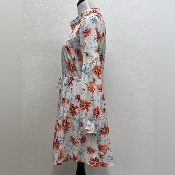 Women’s Chic Floral Button Front Mini Boho Dress - L - Picture 7 of 10